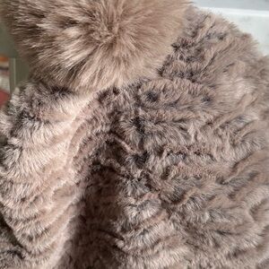 Sprigs textured faux fur beanie with Pom Pom